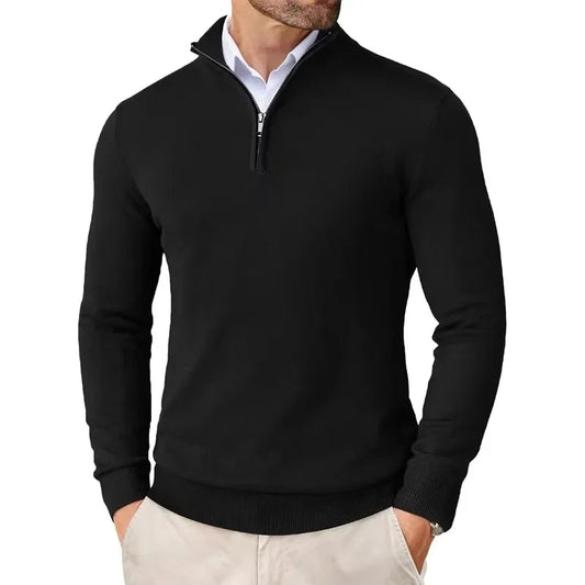 Heren Trui Zachte Stof Casual Met Halve Rits Luxe Look - StudioMarella