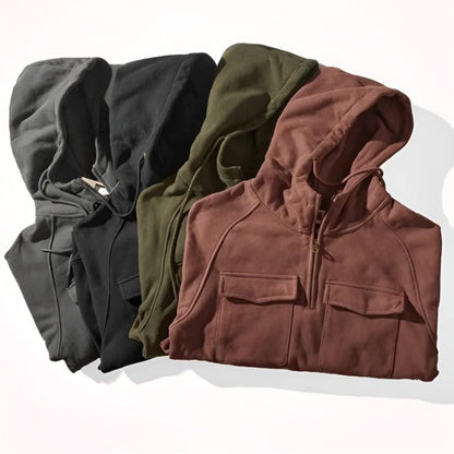 Alvaro Fleece Jacket met Kap en Mengweefsel Fodera