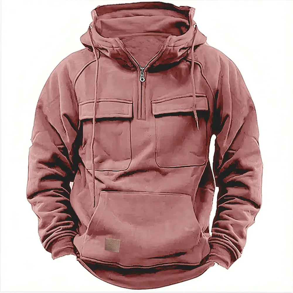 Alvaro Fleece Jacket met Kap en Mengweefsel Fodera