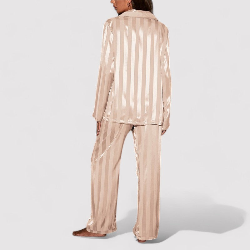 Dames Pyjama Gestreept Zijde Comfortabel Nachthemd