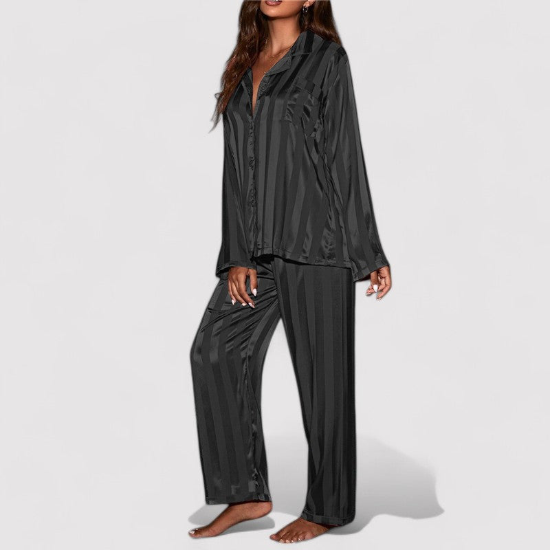 Dames Pyjama Gestreept Zijde Comfortabel Nachthemd