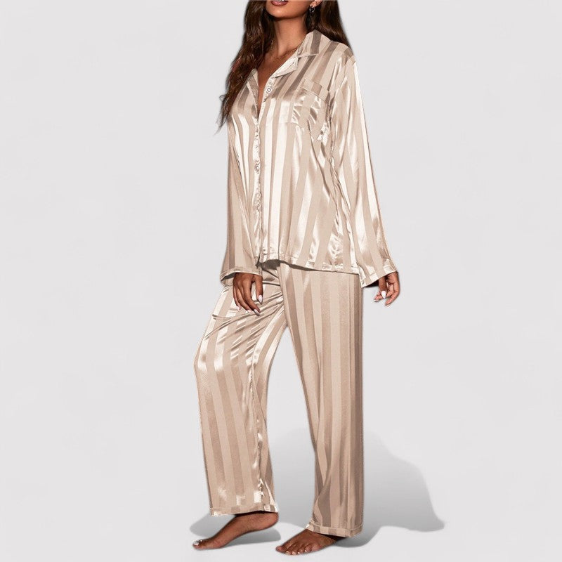 Dames Pyjama Gestreept Zijde Comfortabel Nachthemd - StudioMarella