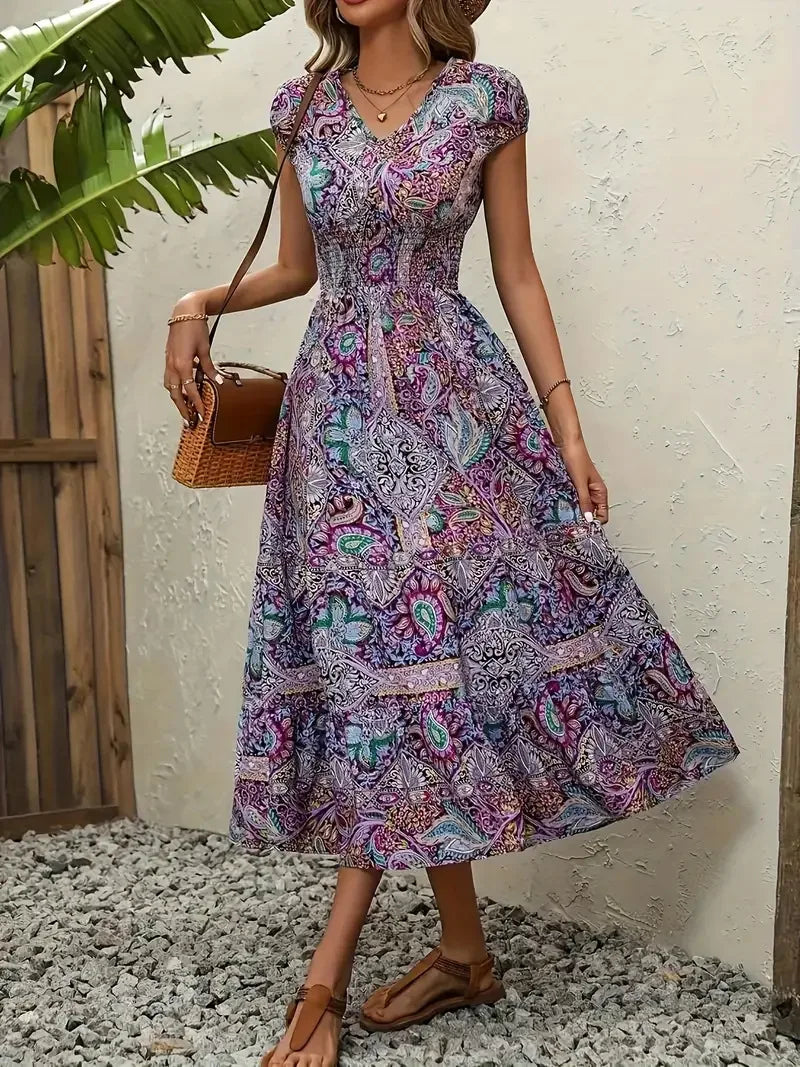 Zomerjurk Boho Gedrukt Lang Kleed voor Vrouw