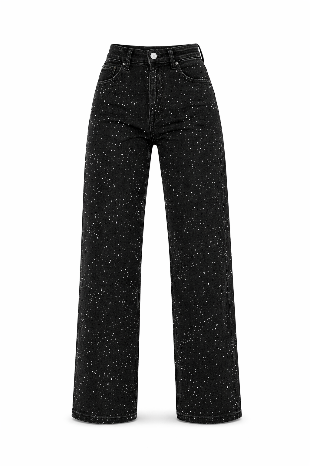 Dames Jeans met Witte Verfspat Details Trendy Kati Stijl