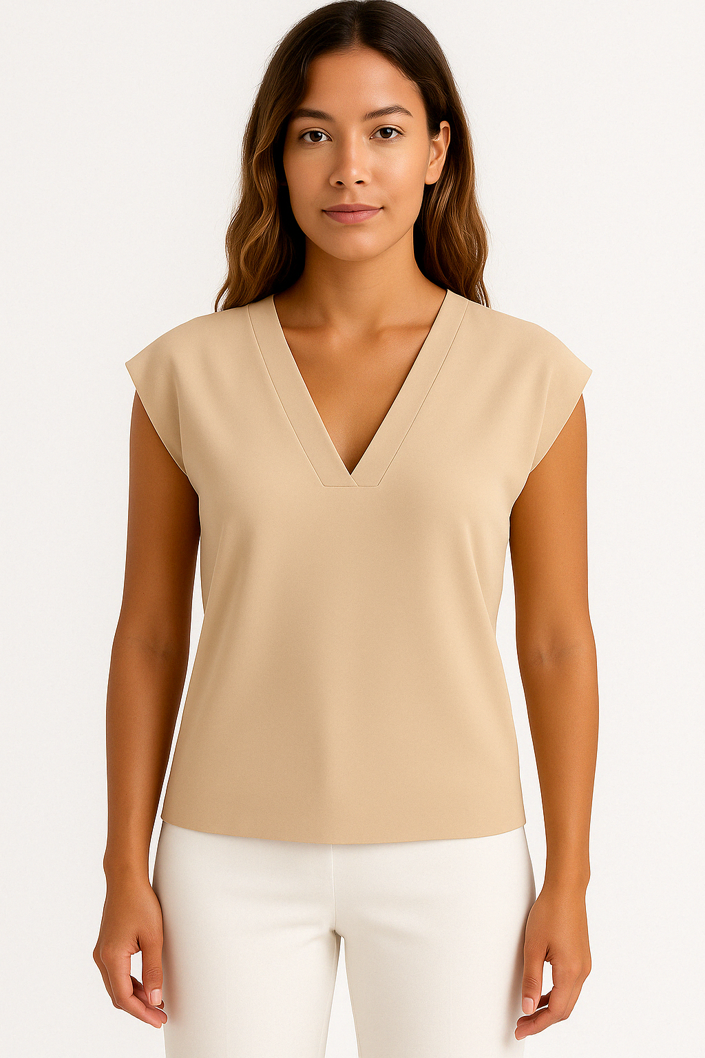 Mouwloze Top V-Hals Minimalistisch Dames - StudioMarella