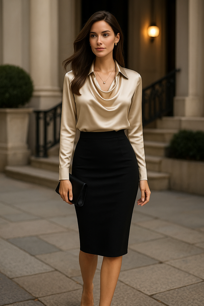 Dames Blouse Glanzend Regular Fit