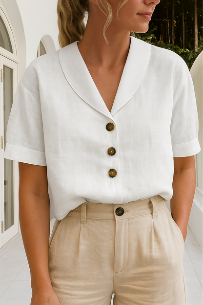 Vrouwen T-shirt Met Knoopjes en Elegant Design - StudioMarella