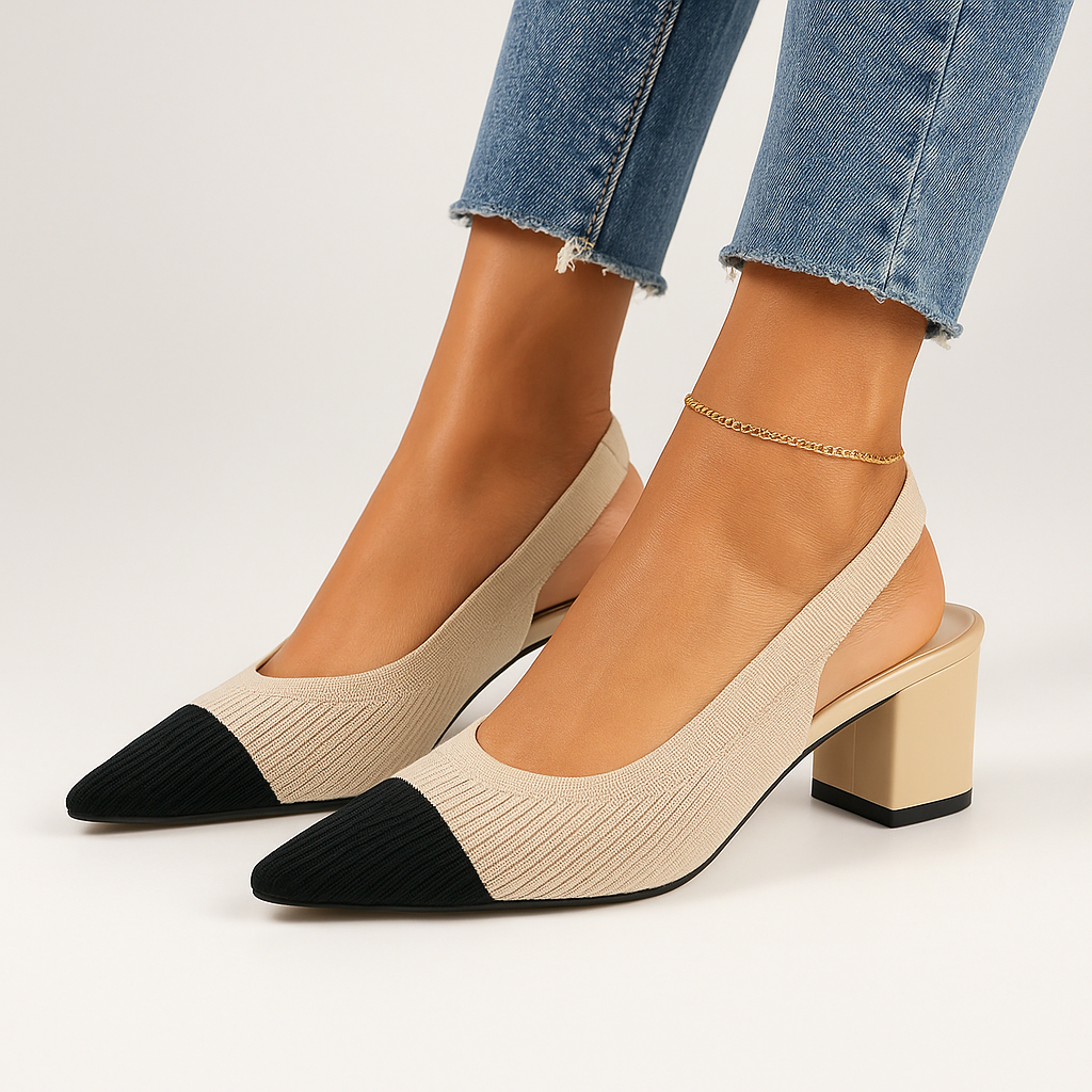 Slingback Hakken Puntneus Blokhak Damesschoenen - StudioMarella