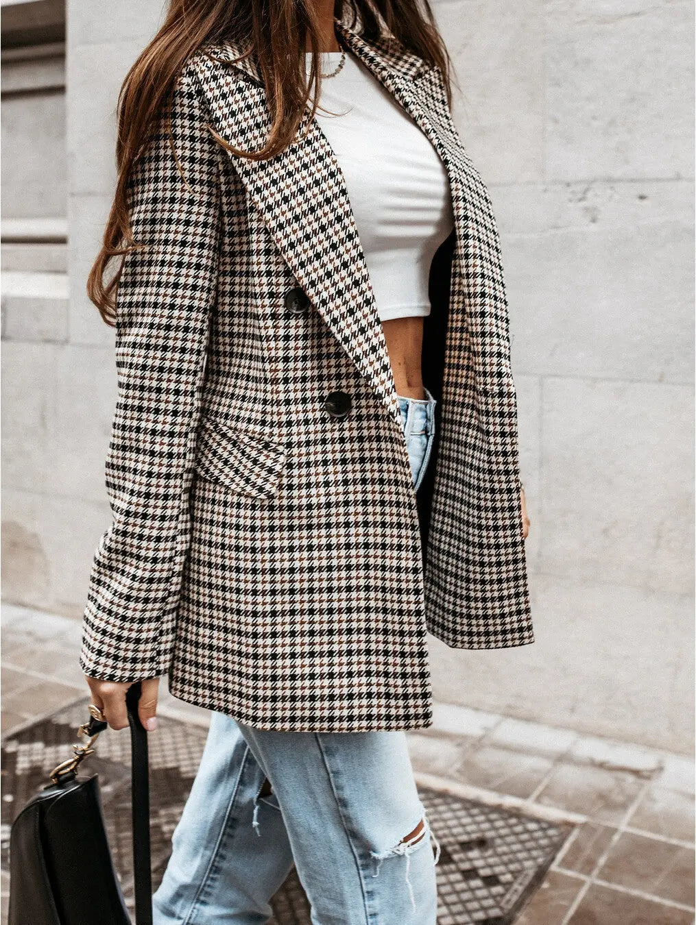 Dames Blazer Geruit Klassieke Stijl