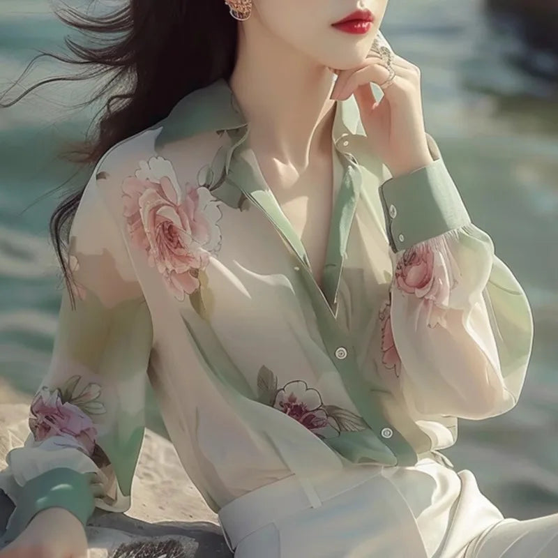Dames Blouses Zomer - Lichte Chiffon Tops Stijlvol en Vrouwelijk