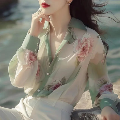 Dames Blouses Zomer - Lichte Chiffon Tops Stijlvol en Vrouwelijk