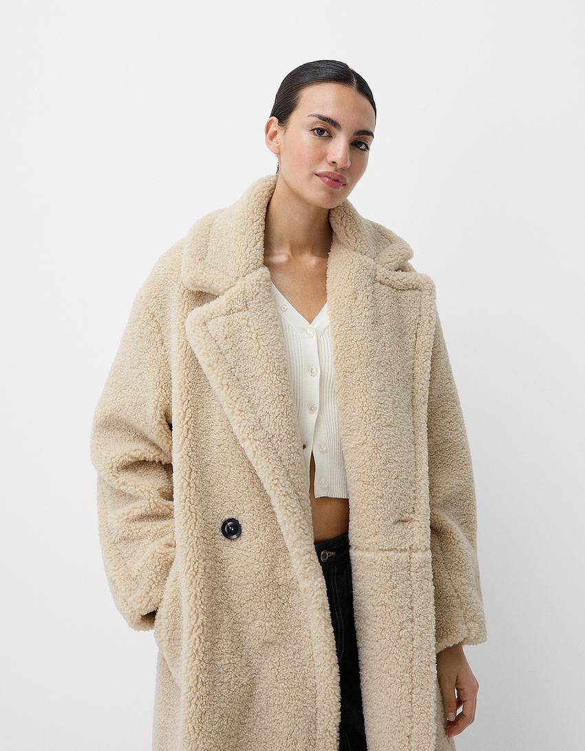 Oversize Duffel Coat met Twee Ritsen en Knop
