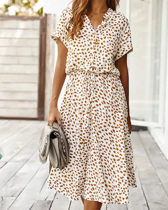 Midi Jurk Elegante met Stippenpatroon - StudioMarella