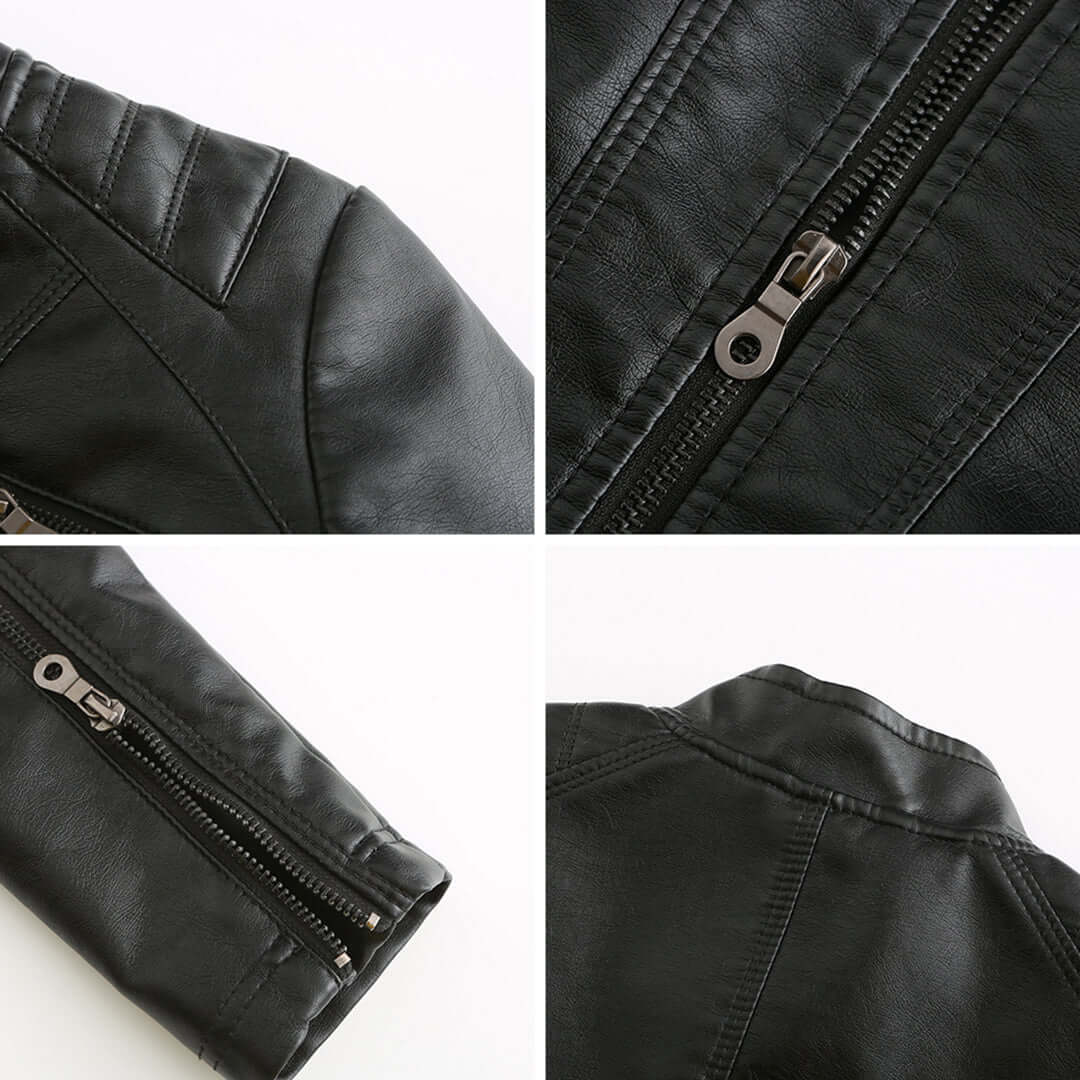 Dames Leren Jas Elegante Klassieke Stijl
