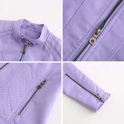 Dames Leren Jas Elegante Klassieke Stijl