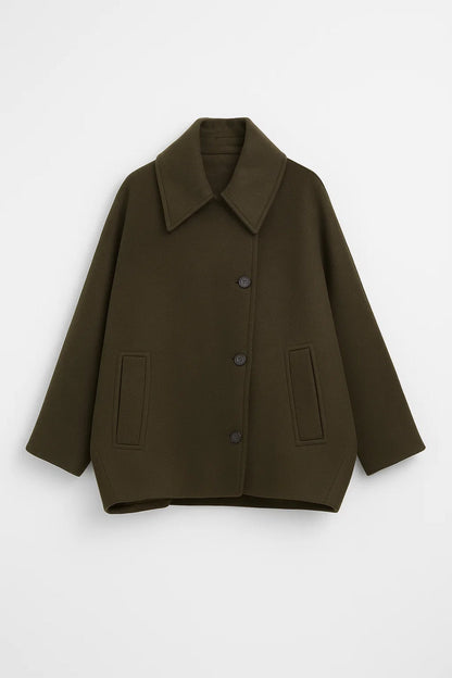 Korte Damesjas Oversized met Kraag en Knopen Klassiek - StudioMarella