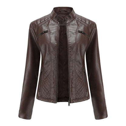 Dames Leren Jas Elegante Klassieke Stijl
