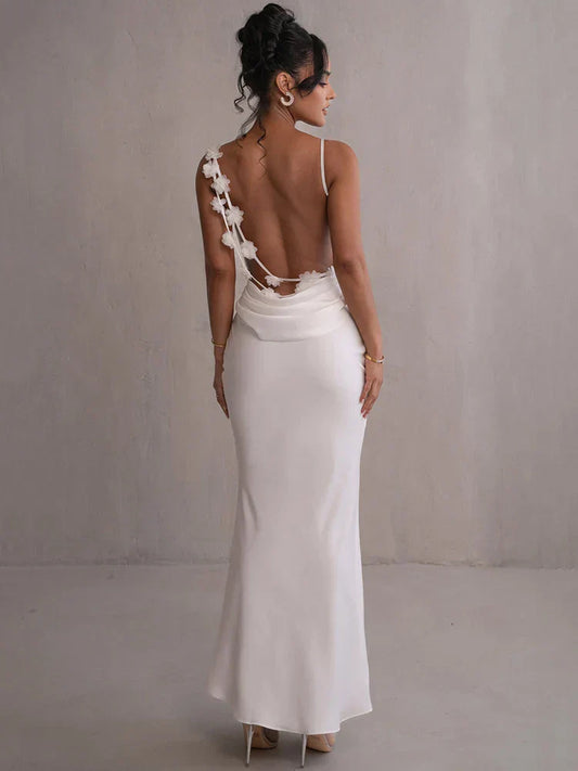 Elegante Maxi Jurk Open Rug Cowl Halslijn - StudioMarella