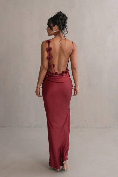 Elegante Maxi Jurk Open Rug Cowl Halslijn