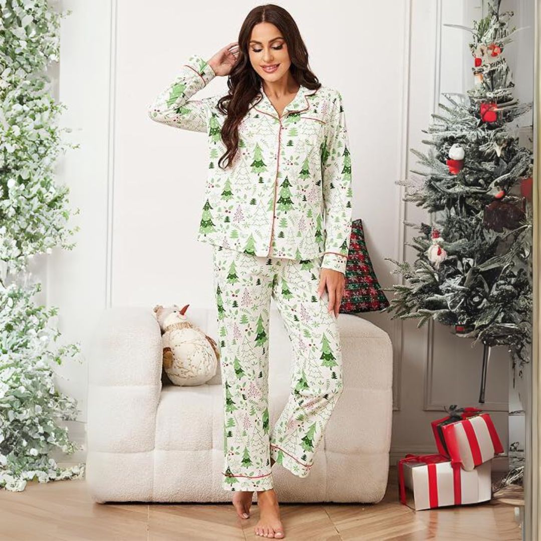 Cora Dames Pyjama | Zachte Katoen, Feestelijk Ontwerp 6