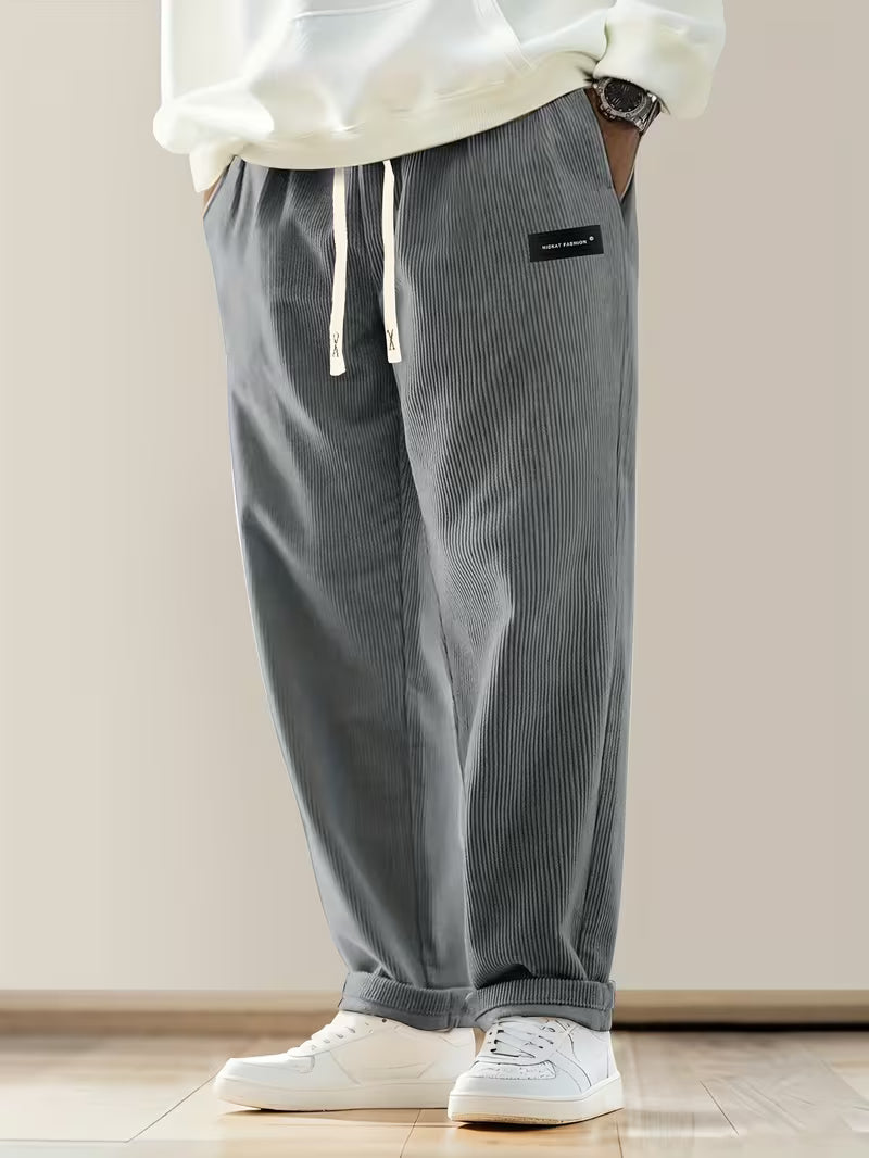 Corduroy broek met losse pasvorm en rechte pijpen