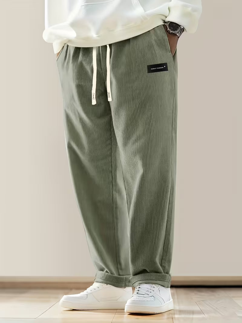 Corduroy broek met losse pasvorm en rechte pijpen