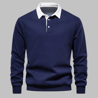 Heren Sweater Zwart - Zachte Stof met Polokraag - StudioMarella