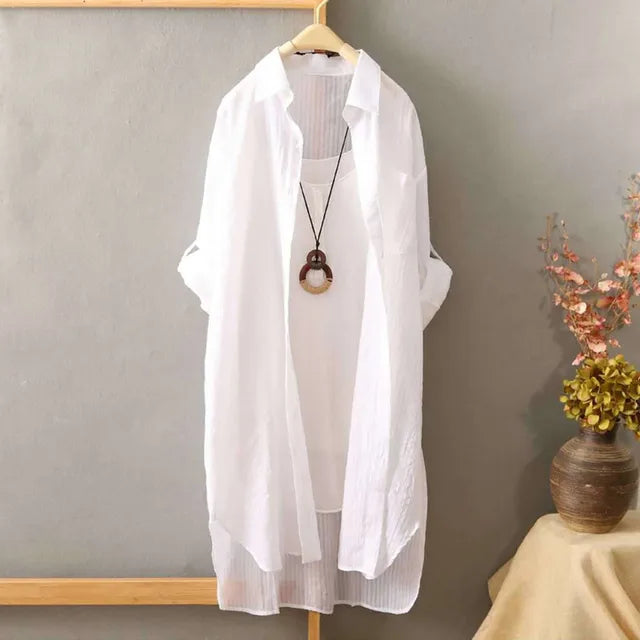 Witte Blouse Elegante Zomerjurk Voor Vrouw