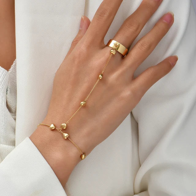 Gouden Armband met Ring Verstelbaar Elegant Design