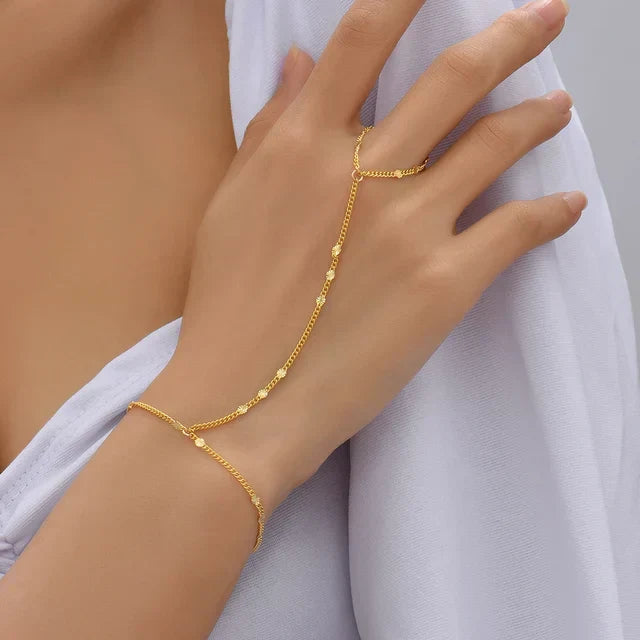Gouden Armband met Ring Verstelbaar Elegant Design