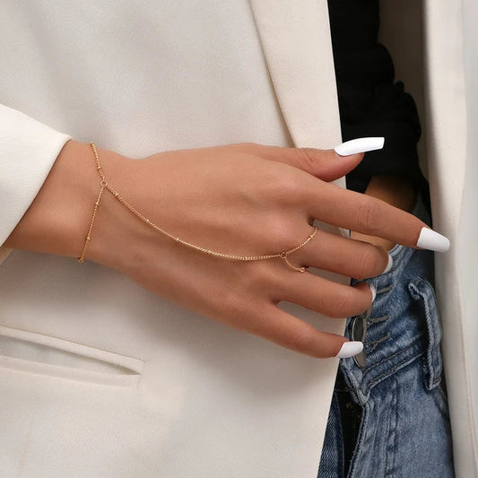 Gouden Armband met Ring Verstelbaar Elegant Design - StudioMarella
