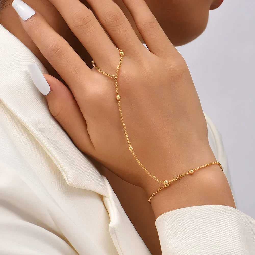 Gouden Armband met Ring Verstelbaar Elegant Design