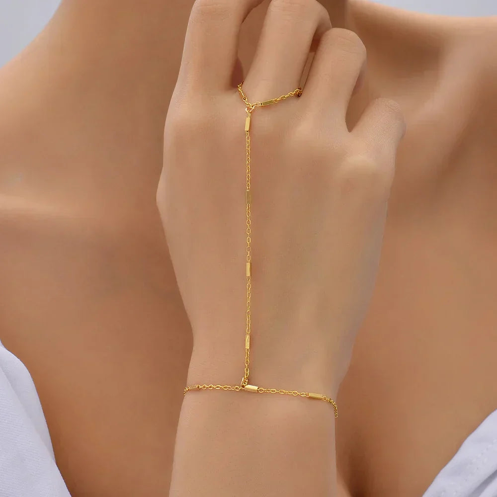 Gouden Armband met Ring Verstelbaar Elegant Design