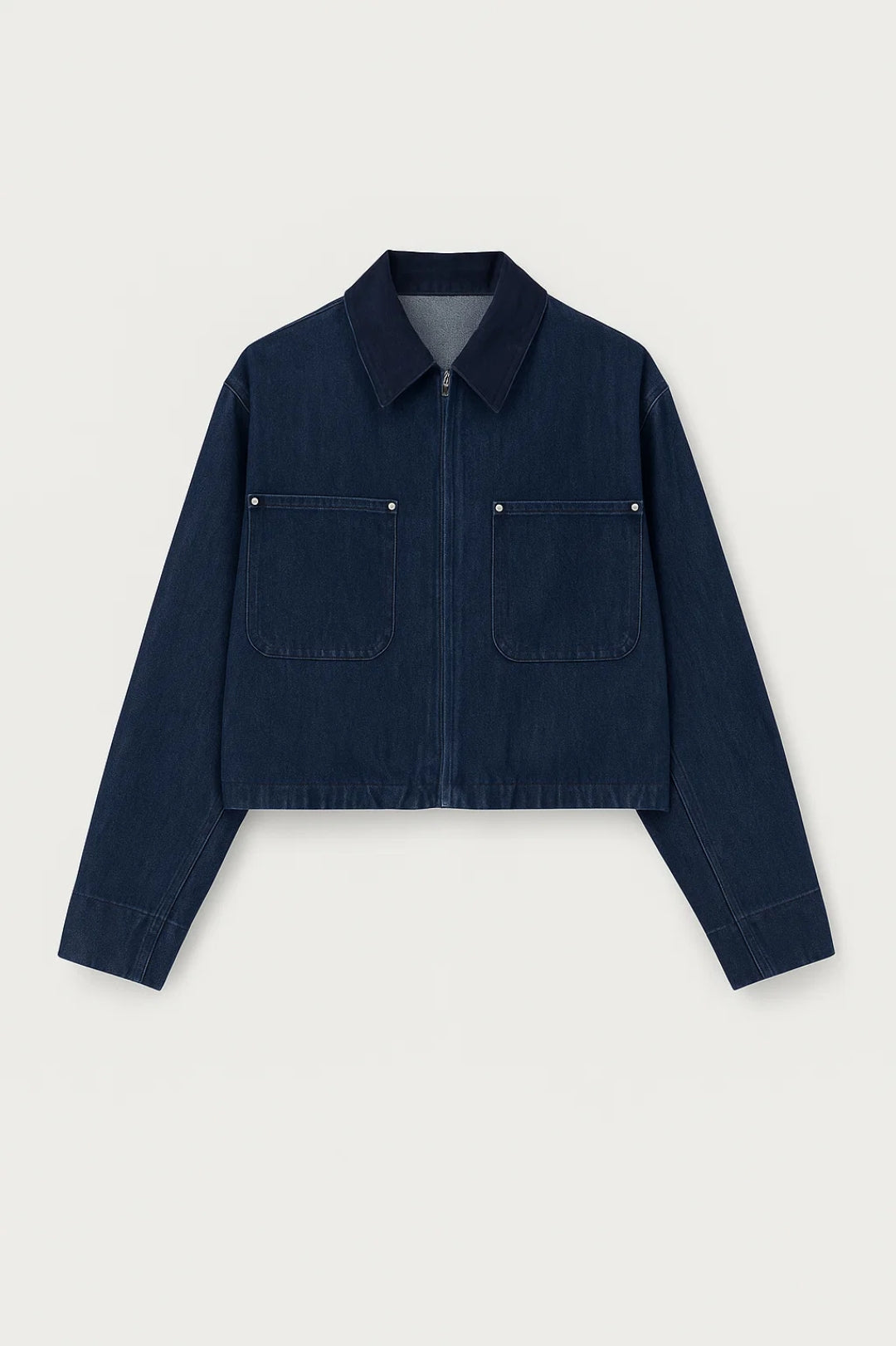 Dames Jas Cropped Met Kraag en Rits Casual Stijl - StudioMarella