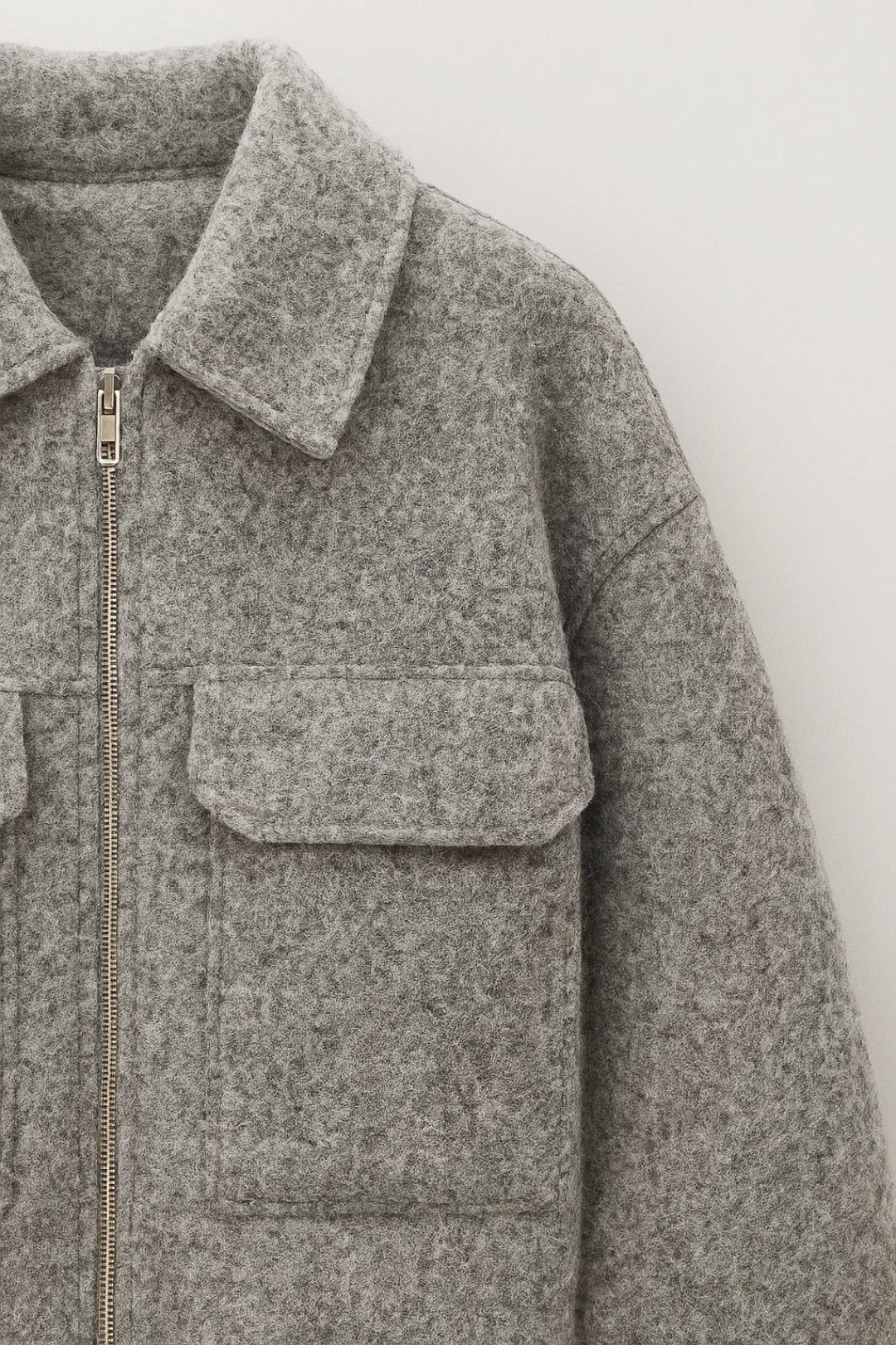 Dames Jas Korte Lengte met Borstzakken en Ritssluiting Casual
