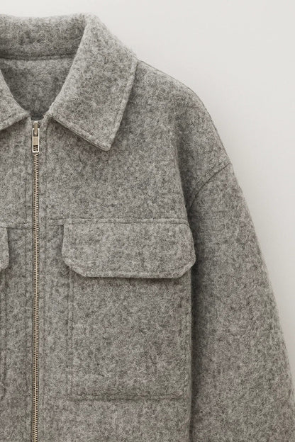Dames Jas Korte Lengte met Borstzakken en Ritssluiting Casual
