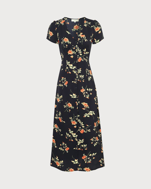 Maxi Jurk V-hals Bloemenprint Zomerjurk Comfortabel - StudioMarella