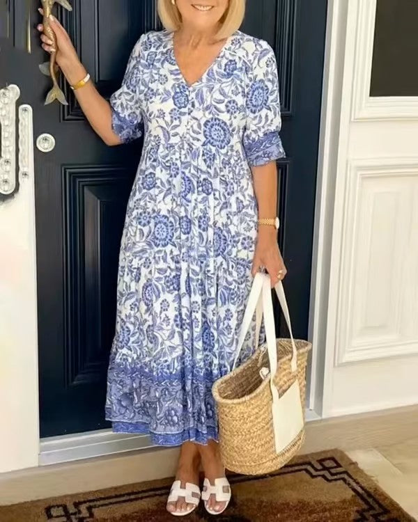Dames Bloemige Maxi Zomerjurk - Louise