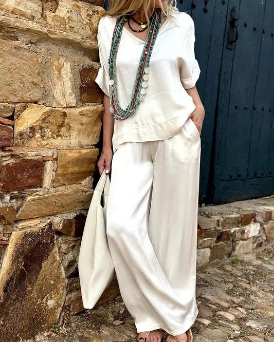 Dames Zomer Outfit Blouse en Wijde Broek Set Vrouwelijke Stijl - StudioMarella