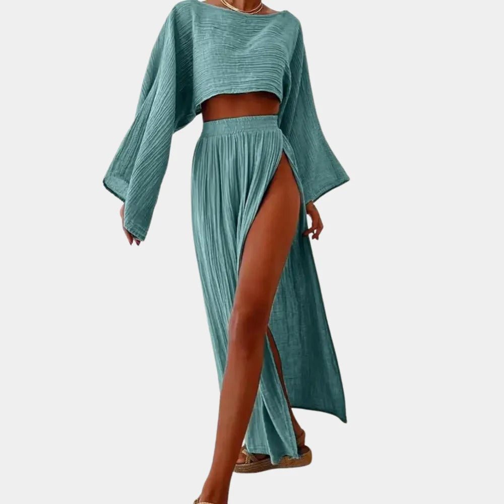 Dames Casual met hoge split rok set - Charlotte