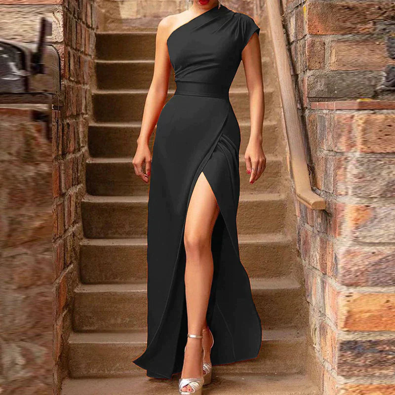 Dames Elegante Eén schouder Maxi Gala Jurk met Hoge Split - Prue