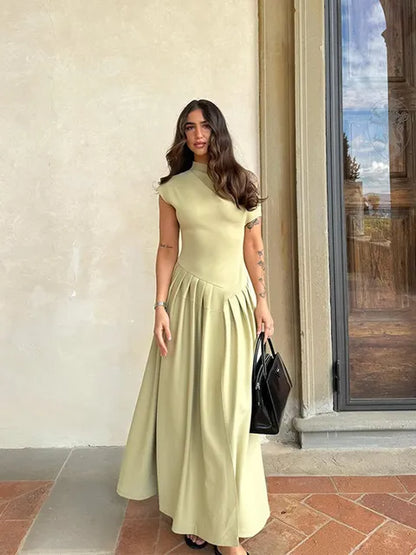 Plooi Jurk Groen Dames Stijlvol Elegant Model - StudioMarella