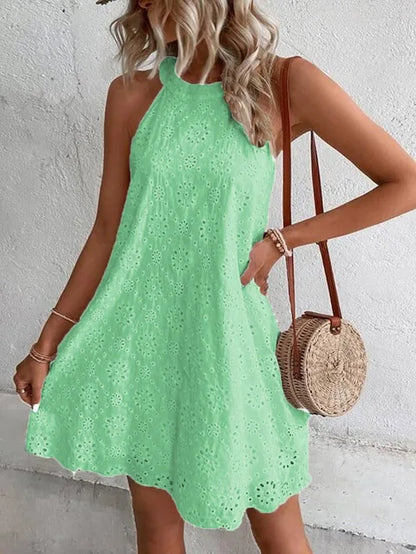 Witte Zomerjurk Dames Mouwloos Feestjurk Mini Jurk - StudioMarella