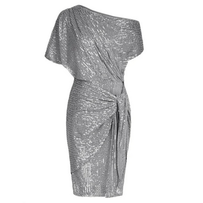 Dames Midi Feestjurk met Paillettenpatroon - Lexi