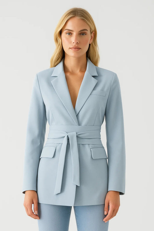Dames Blazer Getailleerd Licht Met Ceintuur - StudioMarella