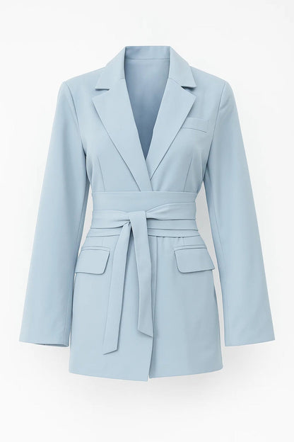 Dames Blazer Getailleerd Licht Met Ceintuur