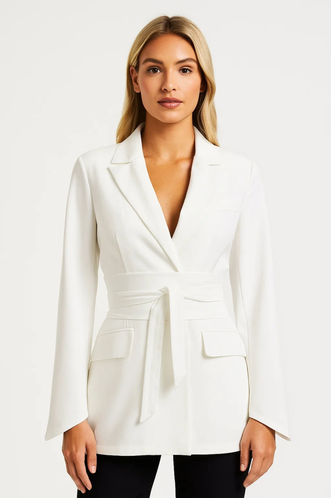 Dames Blazer Getailleerd Licht Met Ceintuur