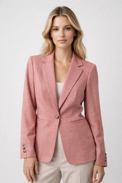 Dames Blazer Klassieke Enkelknoop Ruitpatroon Chique - StudioMarella