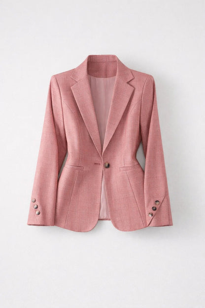 Dames Blazer Klassieke Enkelknoop Ruitpatroon Chique