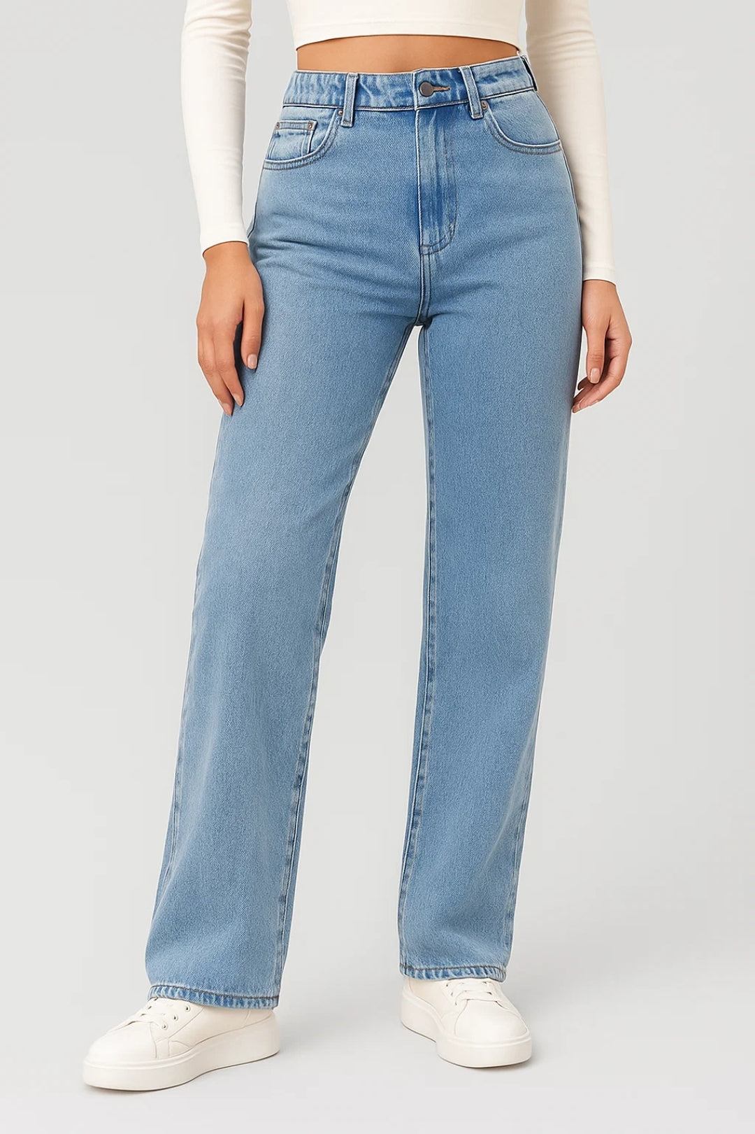 Dames Jeans Hoge Taille Straight Fit Alle Seizoenen